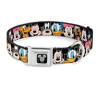 Buckle-Down Seatbelt Buckle Dog Collar-Classic Disney Character Faces Black-1" Wide-Fits 15-26" Neck-Large Moda para Mascotas, Nailon, Multicolor
