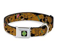 Buckle-Down Seatbelt Buckle Dog Collar-Scooby Doo Stacked Close-UP Black-1" Wide-Fits 15-26" Neck-Large Moda para Mascotas, Nailon, Multicolor, L (Pack of 1)