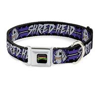 Buckle-Down Shredder Head Shredd Head Strip Negro/Morado/Gris cinturón de Seguridad Collar de Perro, 3,81 cm x 33,02 cm/pequeño
