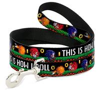 Buckle-Down Sonic/Knuckles/Tails Rolling Pixelated This is How I Roll Black/White Pet Leash, 6 '-1/2"