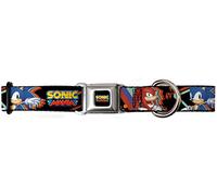 Buckle-Down Sonic Mania Sonic/Tails/Knuckles Pose Black/Multicolor Collar para cinturón de Seguridad, 3,81 cm x 33,02 cm/pequeño
