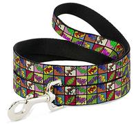 Buckle-Down Sound Effect Checkers Multi Color Pet Leash, 6" x 1/2"