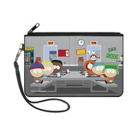 Buckle-Down South Park - Cartera con cremallera, diseño de mesa de cafetería South Park Boys Group, lona, Gris, L, Casual