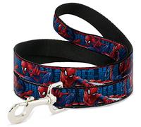 Buckle-Down Spider-Man 3-Action Poses/Ladrillos/Rayas Azules/Rojo/Blanco Pet Leash, 6 '-1"
