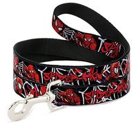 Buckle-Down SPIDER-MAN/3-Poses/Spider Web Sketch Negro/Blanco/Rojo Pet Leash, 6" x 1"