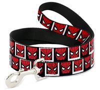 Buckle-Down Spider-Man Face Black/White Blocks Pet Leash, 6" x 1.5"