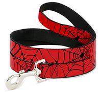 Buckle-Down Spiderweb Red/Black Pet Leash, 6" x 1/2"