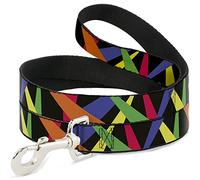 Buckle-Down Spotlight Black/Multi Neon Pet Leash, 6" x 1"
