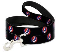 Buckle-Down Steal Your Face Repeat Black/Color Pet Leash, 6" x 1.5"