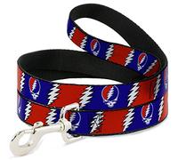 Buckle-Down Steal Your Face with Lightning Bolt Repeat Pet Leash, 4" x 1", Rojo, Blanco y Azul