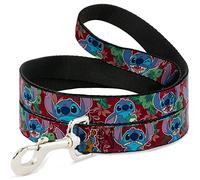 Buckle-Down Stitch 6-Expressions Tropical Flora Borgoña Rojo/Verde Pet Leash, 6" x 1.5"