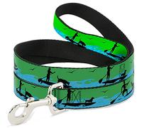 Buckle-Down Sup w/Dog Neon Green/Blues/Black Pet Leash, 6" x 1"