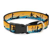 Buckle-Down Sup with Dog Martingale Collar de Perro, Amarillo/Azul/Negro, 1" de Ancho, Cuello-pequeño