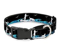 Buckle-Down Sup with Dog Martingale Collar de Perro, Negro/Azul/Blanco, 1" de Ancho, para Cuello: 23 - 38 cm