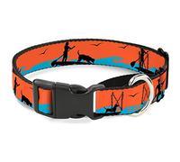 Buckle-Down Sup with Dog Martingale Collar para Perro, Naranja neón/Azul/Negro, 1" de Ancho, Cuello Mediano, de 28 a 43 cm