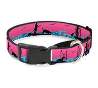 Buckle-Down Sup with Dog Martingale Collar para Perro, Rosa/Azul/Negro, 1" de Ancho, Cuello Mediano, de 28 a 43 cm