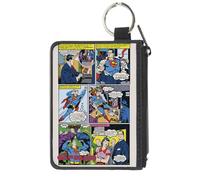 Buckle-Down Superman, cartera con cremallera, bloques de escena de cómic retro de Superman Clark Kent, lona, Varios colores, XS, Casual