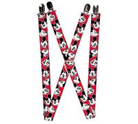 Buckle-Down Suspenders-1.0"-Mickey Mouse Expressions Suspensores, Rojo/Negro/Blanco, 3.5" x 2.5" para Mujer