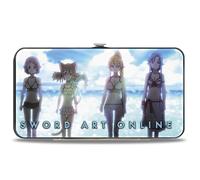 Buckle-Down Sword Art Online - Cartera con bisagras, diseño de espada en línea para cuatro niñas, juego y escenas de playa, cuero vegano