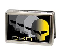Buckle-Down Tarjetero C6 Racing w/Skull Repeat Negro/Amarillo/Plata - Grande