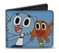 Buckle-Down The Amazing World of Gumball - Cartera plegable, logotipo de The Amazing World of Gumball y pose con azul Darwin, cuero vegano