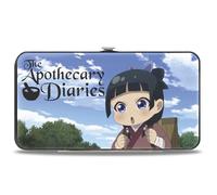 Buckle-Down The Apothecary Diaries - Cartera con bisagras, The Apothecary Diaries Chibi Maomao Poses y logotipo azul cielo, cuero vegano