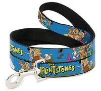 Buckle-Down The Flintstones and Rubbles Group Pose/Logo Azul Pet Leash, 6" x 1/2"