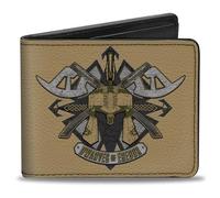 Buckle-Down The Hobbit - Cartera plegable, Los enanos Hobbit de Erebor Shield e iconos de casco marrón, cuero vegano