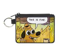 Buckle-Down This is Fine Wallet, Zip Clutch, This Is Fine Question Hound Cafe Fire Comic Strip, lona, Amarillo, XS, Casual