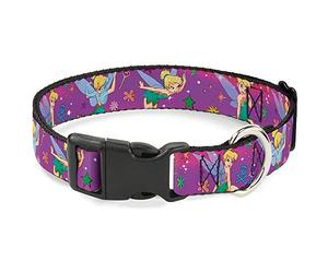 Buckle Down Tinker Bell Poses/Flores/Estrellas/Calavera Collar de Clip de plástico Morado