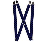 Buckle-Down Tirantes a cuadros para hombre, Negro/Azul, 1" Wide