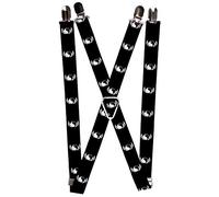 Buckle-Down Tirantes, Negro/Blanco, 1" Wide