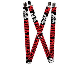 Buckle-Down Tirantes, Negro/Rojo/Blanco, 1" Wide