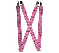 Buckle-Down Tirantes ovalados Ford con texto rosa repetido, Multicolor, 3.5" x 2.5"