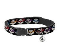 Buckle-Down TMNT 4-Turtle Road Rebel Skulls Black Breakaway Cat Collar, 1/2" x 8-12"/Medium