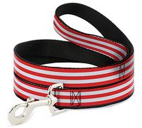 Buckle-Down Triple Rayas Blanco/Rojo Pet Leash, 6" x 1"