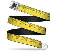 Buckle-Down Unisex-Adult's Seatbelt Belt Measuring Tape Regular, Measuring Tape Yellow/Black/red, 1.5" Wide-24-38 Inches