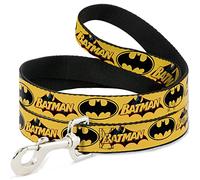 Buckle-Down Vintage Batman Logo & Bat Signal-3 Yellow Pet Leash, 6" x 1/2"