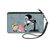 Buckle-Down Warner Bros. Animation - Cartera con cremallera alrededor, Las Grim Adventures of Billy Mandy Group Pose and Grim Gray, lienzo, Gris, S, Casual
