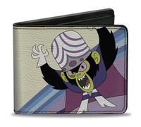 Buckle-Down Warner Bros. Animation Wallet Bifold, The Powerpuff Girls Mojo Jojo Pose and Text Marfil Blues, Vegan Leather, Marfil/Azul, 4.0" x 3.5", Casual