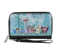 Buckle-Down Warner Bros. Cartera de animación, con cremallera, Fosters Home For Imaginary Friends Group Pose Blues, cuero vegano, 7.5 x 4.5 pulgadas, casual
