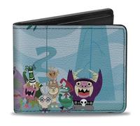 Buckle-Down Warner Bros. Cartera de animación, plegable, Fosters Home For Imaginary Friends Group Pose Blues, cuero vegano, 4 x 3.5 pulgadas, casual
