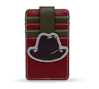 Buckle-Down Warner Bros. - Cartera de película de terror, tarjetero de identificación, pesadilla en Elm Street Freddy Hat rojo y verde, cuero vegano