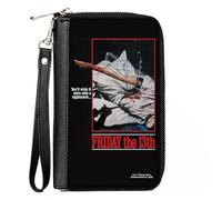 Buckle-Down Warner Bros. - Cartera de películas de terror, con cremallera alrededor, Viernes 13, Youll Wish It Were Only a Nightmare Poster, piel vegana, 7.5"x4.5", Casual