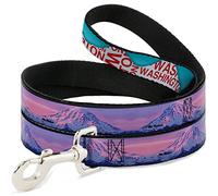 Buckle-Down Washington Mountain Range Turquoise/Blanco/Rojo Pet Leash, 6" x 1/2"