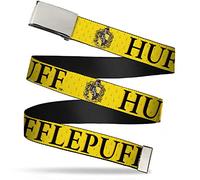 Buckle-Down Web Belt Cinturón, Harry Potter Hufflepuff & Crest Amarillo/Negro, 1.25" Wide-Fits up to 42" Pant Size para Niños