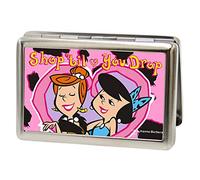 Buckle-Down Wilma Betty SHOP TIL YOU DROP - Tarjetero (tamaño grande), diseño de corazón, color rosa