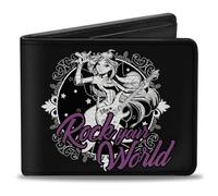 Buckle-Down Winx Club - Cartera plegable, diseño de flores de Winx Club, color negro, blanco y morado, piel vegana
