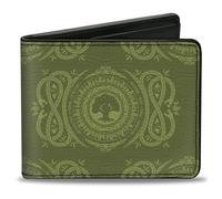 Buckle-Down Wizards of the Coast - Cartera plegable con billetera estándar y ranuras para tarjetas, Magic the Gathering Planeswalker Forest Maná Rasgos de color verde, cuero vegano, verde, 4 x 3.5