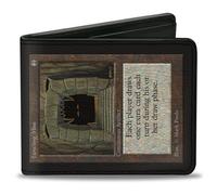 Buckle-Down Wizards of the Coast - Cartera plegable con ranuras estándar para billetera y tarjetas, réplica de tarjeta Magic the Gathering Howling Mine Deckmaster, color negro, 10 x 8.9 cm, casual